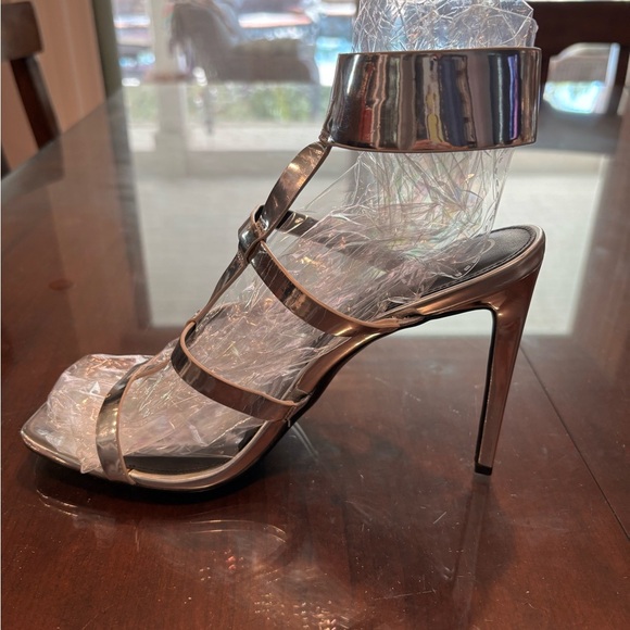 Calvin Klein Metallic Silver Strappy Heels - Picture 3 of 11
